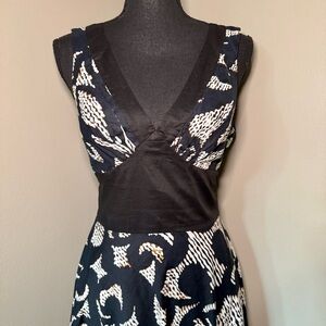 Women’s OC by Oleg Cassini Midi Length‎ Dress-Black Print Size 8